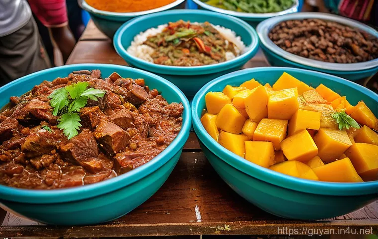 가이아나 슬랭과 문화적 특징 - A bustling and colorful street scene in Georgetown, Guyana, celebrating its multi-ethnic heritage. P...