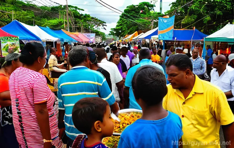 가이아나 마슈라마니 축제 - **Energetic Mashramani Street Party at Night**
    A dynamic scene capturing the lively spirit of a ...