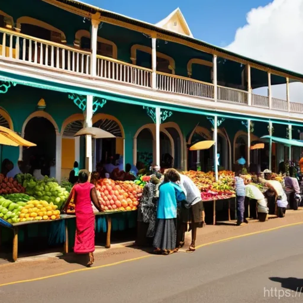 가이아나의 영어 공용어 사용 - **Prompt 1: Georgetown, a blend of history and diversity.**
A bustling street scene in Georgetow...